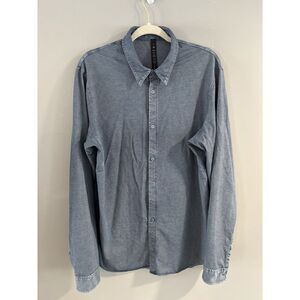 Lululemon Men's XL‎ Button-Up Shirt Blue Long Sleeve One Thing At A Time
